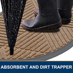 Smiry Half Circle Front Door Mat Outside Entrance, Heavy Duty Sturdy Natural Rubber Doormat, Trap Dirt and Moisture, Low Profile Mats for Indoor Outdoor Entry, Irregular Triangle (35x23, Coffee)