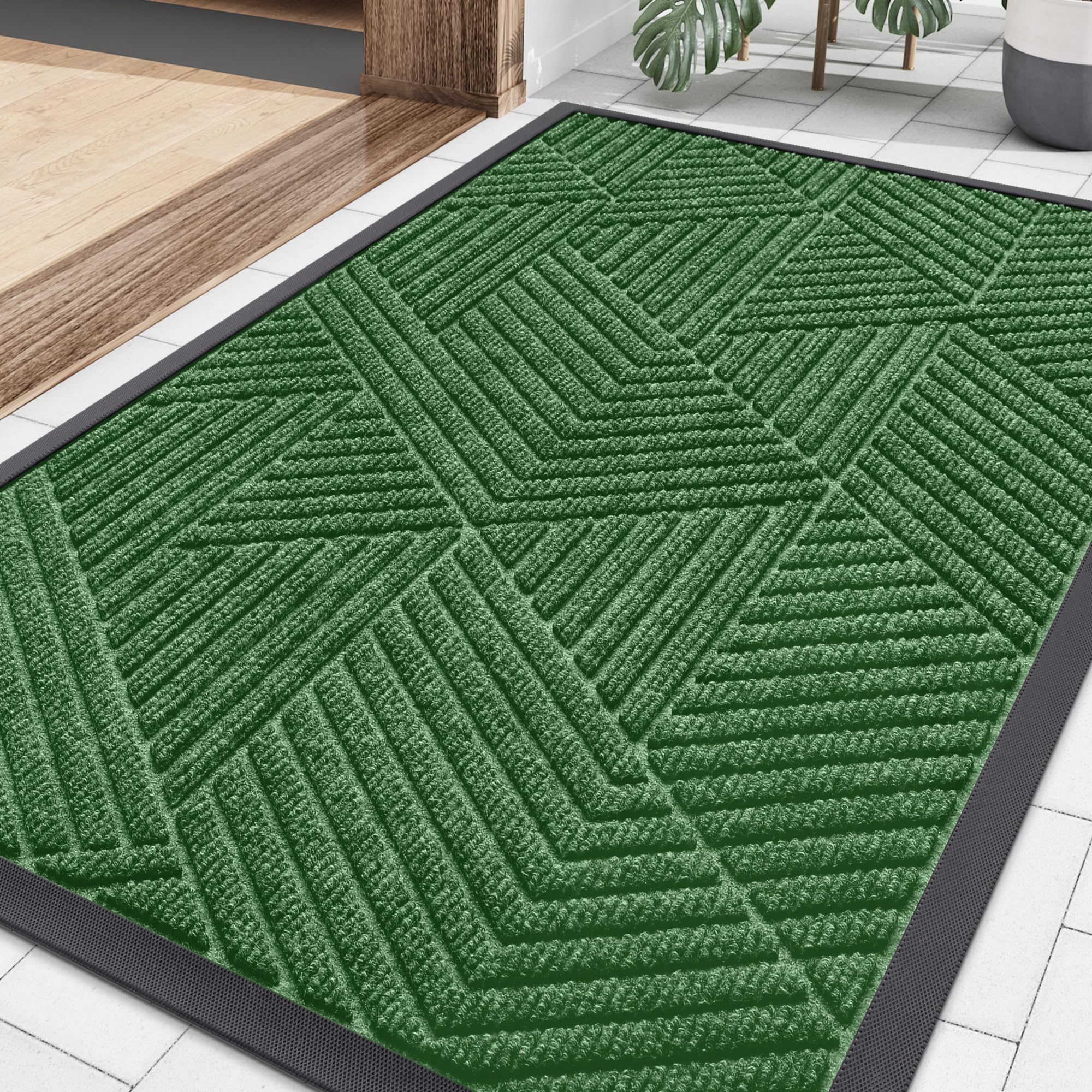 Smiry Front Door Mat Outside Entrance, Low Profile Rubber Doormat, 29.5x17