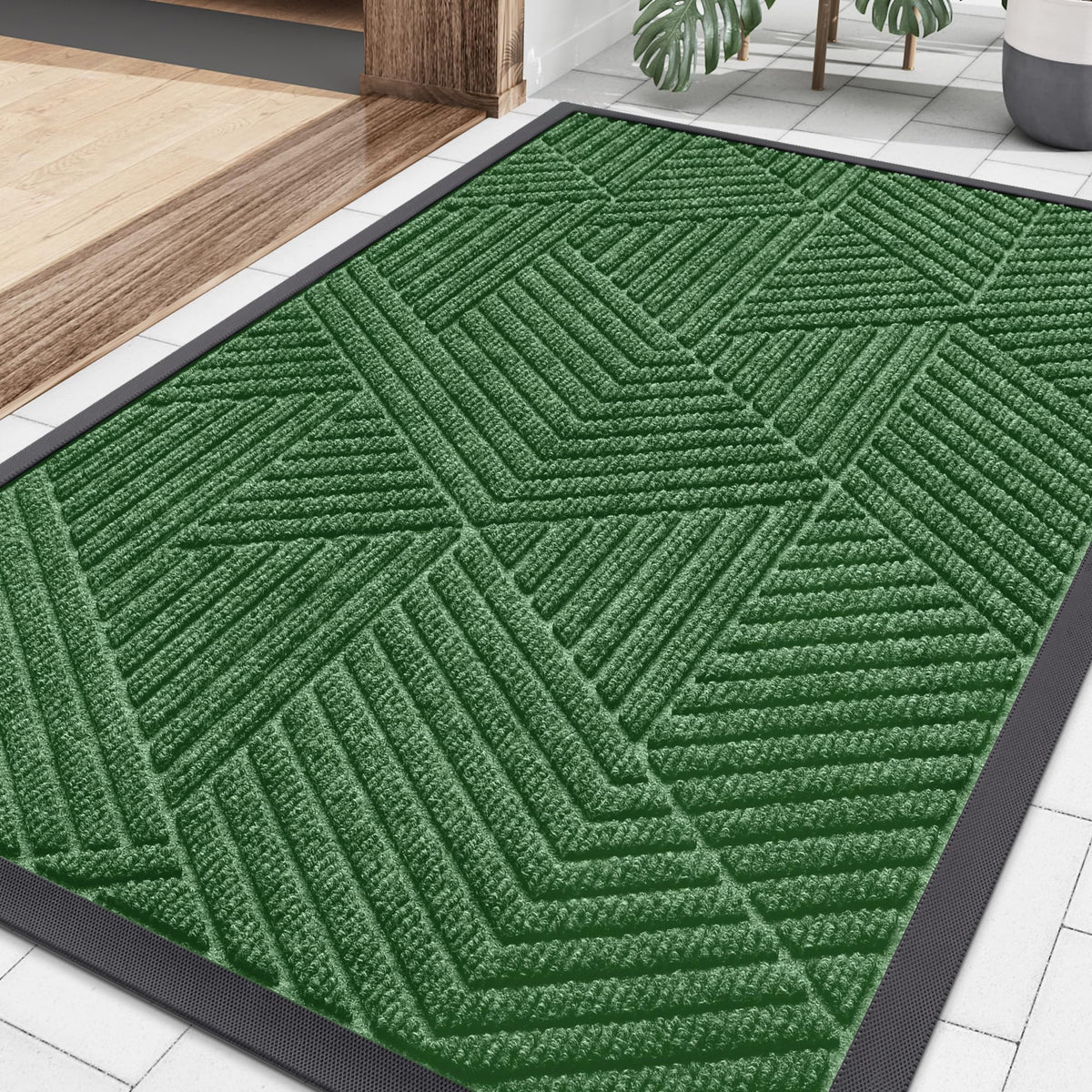 Smiry Front Door Mat Outside Entrance, Low Profile Rubber Doormat, 47x23