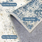 BEIMO Machine Washable Rug 5x7 Area Rugs for Living Room Bedroom, Large Navy Blue Beige Abstract Area Rug Soft Throw Rugs, Low-Pile Floor Carpet with Non Slip Rubber Backing
