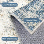 BEIMO 6x9 Area Rugs for Bedroom, Navy Beige Washable Abstract Non Slip Rug