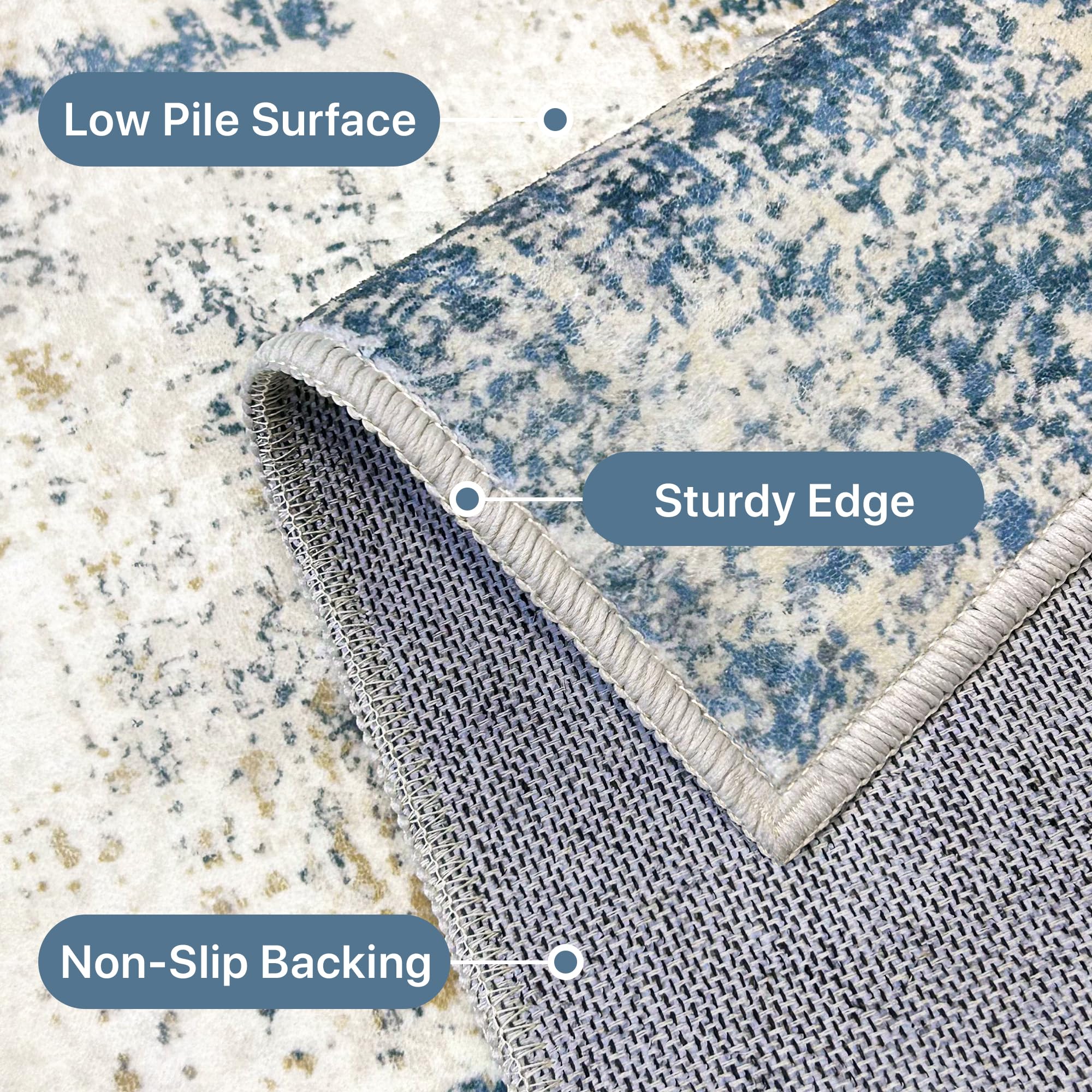 BEIMO 6x9 Area Rugs for Bedroom, Navy Beige Washable Abstract Non Slip Rug