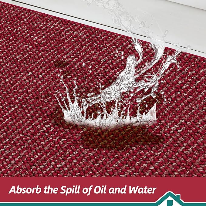 BEQHAUSE Kitchen Rugs 24"x36", Non-Slip Kitchen Mats for Floor, Super Absorbent and Stain Resistant Kitchen Rugs, Machine Washable Rugs for Kitchen, Hallway, Laundry & Sink, Red