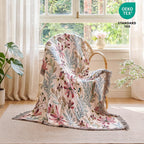 MSGKV Boho Throw Blanket 50"x60" 100% Cotton Floral Throw for Couch Sofa