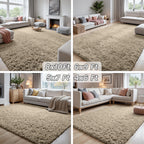 6x9 Fluffy Shag Area Rugs for Living Room Bedroom: Soft Carpet Gray Camel
