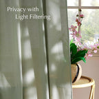 NICETOWN Thick Linen Greyish Green Curtains for Living Room, Grommet Privacy Assured Linen Blend Window Treatments with Light Filtering for Bedroom, W55 x L96, 2 Panels