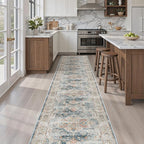 Madane Hallway Runner Rug 2x12, Extra Long Washable Runner Rugs with Rubber Backing, Non Slip Carpet Runner, Vintage Rug Runners for Kitchen Laundry Room Entryway (Navy, 2'x12')