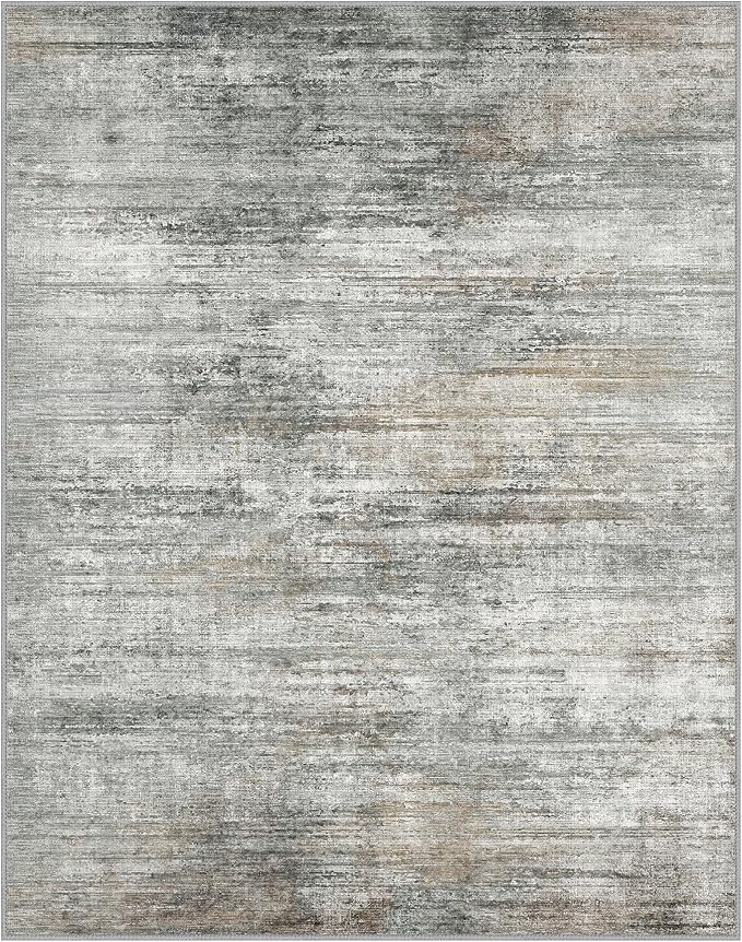 BEIMO Area Rugs 3x5 for Living Room Bedroom, Indoor Modern Abstract Machine Washable Rug, Small Soft Low Pile Floor Carpet with Non Slip Backing for Entryway, Ash Gray Brown