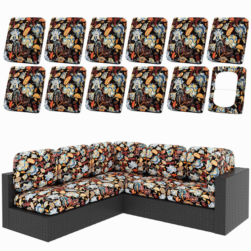 hyha 12Pcs Patio Cushion Covers, Stretch Outdoor Couch Cushion Covers