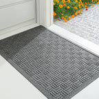 Mibao Front Door Mat Indoor Outdoor Entrance, Dirt Trapping Waterproof All-Season, All-Weather Doormat, Non-Slip Durable Natural Rubber Low Profile Easy Clean Patio Entrance Mat, 47" x 31.5", Grey