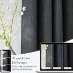 NICETOWN Charcoal Gray Faux Linen Room Darkening Rod Pocket Curtains 63 inch Length, W42 x L63, Light Blocking Thermal Insulated Noise Reducing Drapes for Bedroom Living Room Farmhouse Decor, 2 Panels