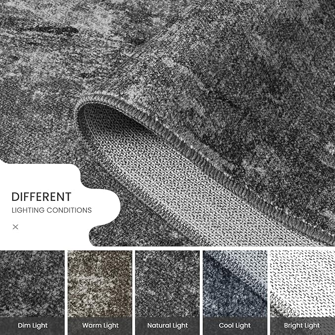 Entrance Rugs Indoor 2x3 Black Entry Rug Washable Abstract Black Small Area Rug Non-Slip Low Pile Throw Rugs for Entryway, Kitchen Floor, Front Door Indoor Door Mat, Bathroom, Bedroom Bedside