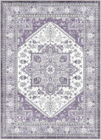 OPPODREAM Soft Area Rugs 4x6, Low-Pile Washable Rugs 4x6 with Non Slip Backing, Faux Cashmere 4 x 6 Throw Carpet, Purple