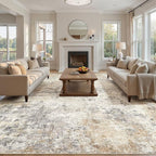 UERMEI 12x15 Area Rug Living Room Rugs - Washable Neutral Modern Abstract Soft Thin Large Rug Indoor Floor No Slip Rug Carpet for Bedroom Under Dining Table Home Office Decor - Golden Grey