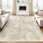 Soalmost Abstract Rug 5x7 Machine Washable Area Indoor Beige Gray White Low Pile Non-Slip Foldable Thin Accent Rugs for Bedroom Living Room Dining Room Grey