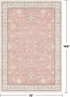Hazo Haus Pink Washable 6x9 Rug for Bedroom - Nursery Floral Girls Room Rug Machine Washable Non Slip Kids Playroom Mat, Cute Girly Thin Low Pile Stain Resistant Living Room Decor
