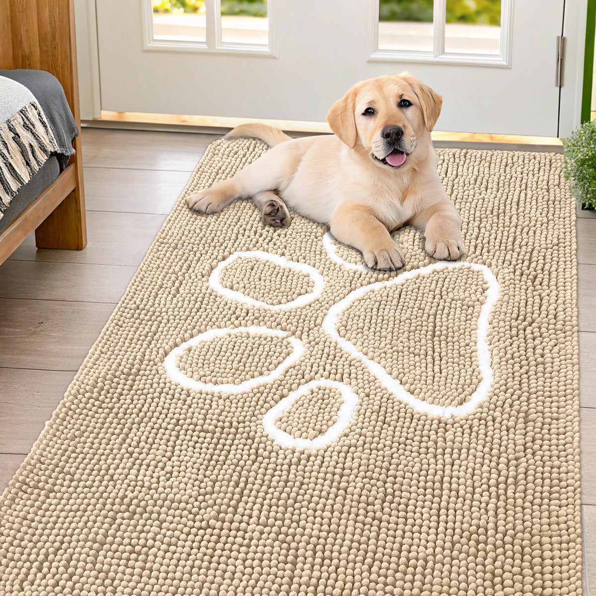Smiry Dog Door Mat for Muddy Paws, Absorbent Non Slip Dirt Trapper, 54x32