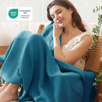 Bedsure 100% Cotton Muslin Throw Blanket Twin XL for Bed - 4-Layer Breathable and Lightweight Thin Soft Summer Gauze Muslin Blankets for Adults, Teal, 66x90 Inches