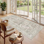 Madane Washable Runner Rug 3x6 Runners for Hallways Non Slip, Beige/Brown
