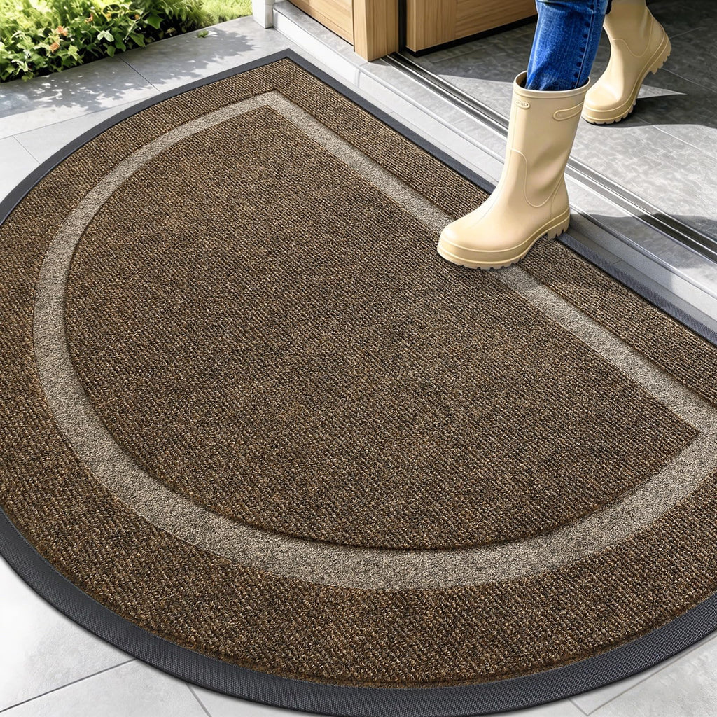 OLANLY Half Circle Front Door Mat Outside 47x32 All-Season Rubber Doormat