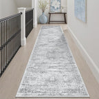 Runner Rug 2'x8' Washable Non-Slip Runner Rugs for Kitchen Bathroom Laundry Room Grey Vintage Floor Carpet Runners for Hallway Entryway