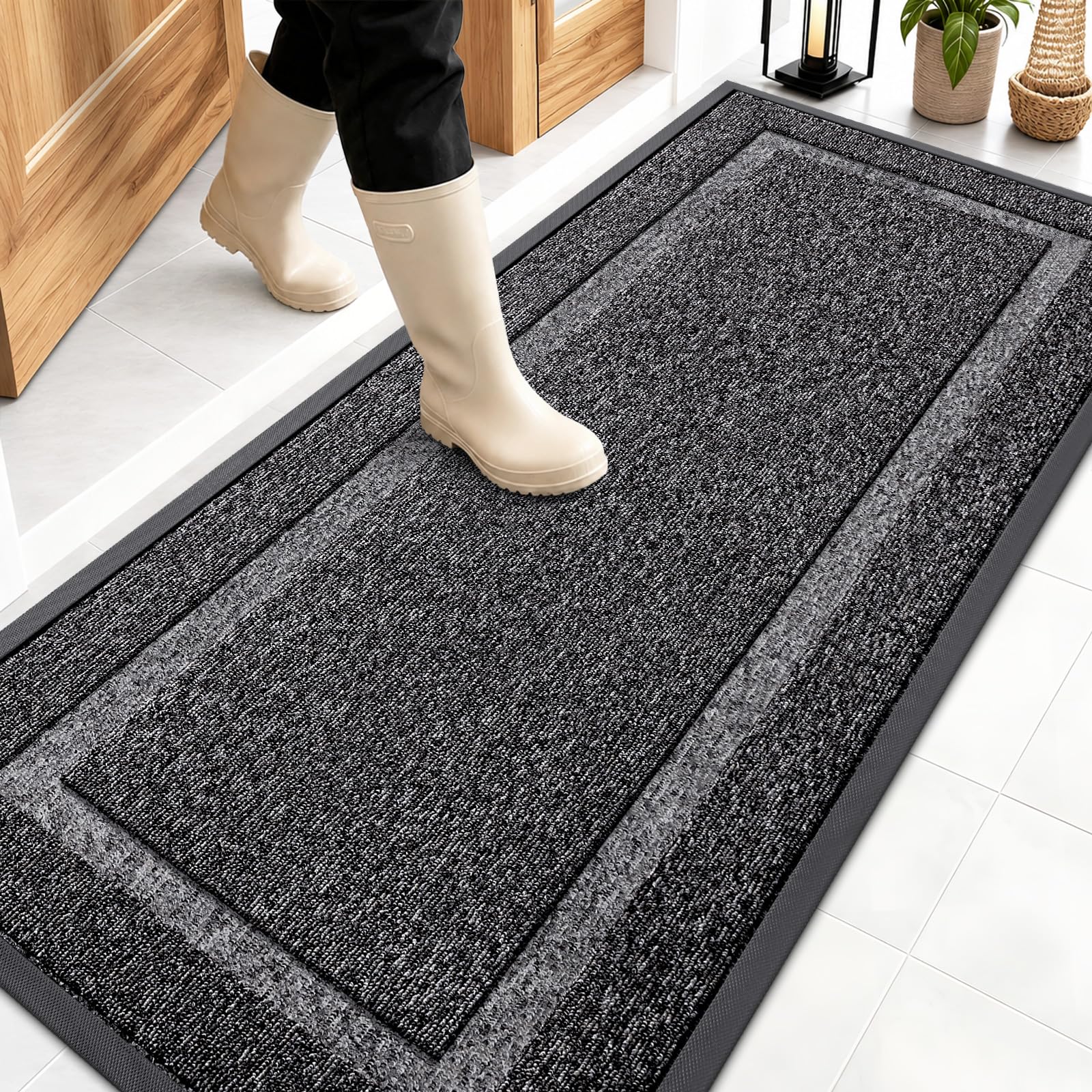OLANLY Front Door Mat Outside 59x23, All-Season Heavy-Duty Rubber Doormat
