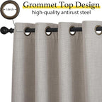 NICETOWN Linen Curtain Valances for Living Room 30 inch Length 2 Panels, Grommet Top Light Blocking Room Darkening Curtains Thermal Insulated Window Tiers for Barhtoom Window, Angora, W50 x L30