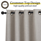 NICETOWN Linen Curtain Valances for Living Room 30 inch Length 2 Panels, Grommet Top Light Blocking Room Darkening Curtains Thermal Insulated Window Tiers for Barhtoom Window, Angora, W50 x L30
