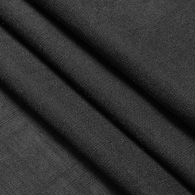 Black Linen Curtains 90 inches Long for Bedroom Back Tab Light Filtering Privacy Sheer Black Curtains Modern Farmhouse Coastal Decor Black Cotton Textured Gauze Curtain 2 Panel Set 38x90