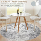 UERMEI 5ft Round Area Rug Living Room Rugs - 5x5 Washable Neutral Modern Abstract Soft Thin Rug Indoor Floor No Slip Rug Carpet for Bedroom Under Dining Table Home Office Decor - Grey