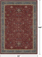 Hazo Haus Oriental 7x10 Large Area Rugs for Bedroom Under Bed - Burgundy Rug for Living Room, Dining Room Under Kitchen Table, Washable Soft Non Slip Boho Indoor Décor