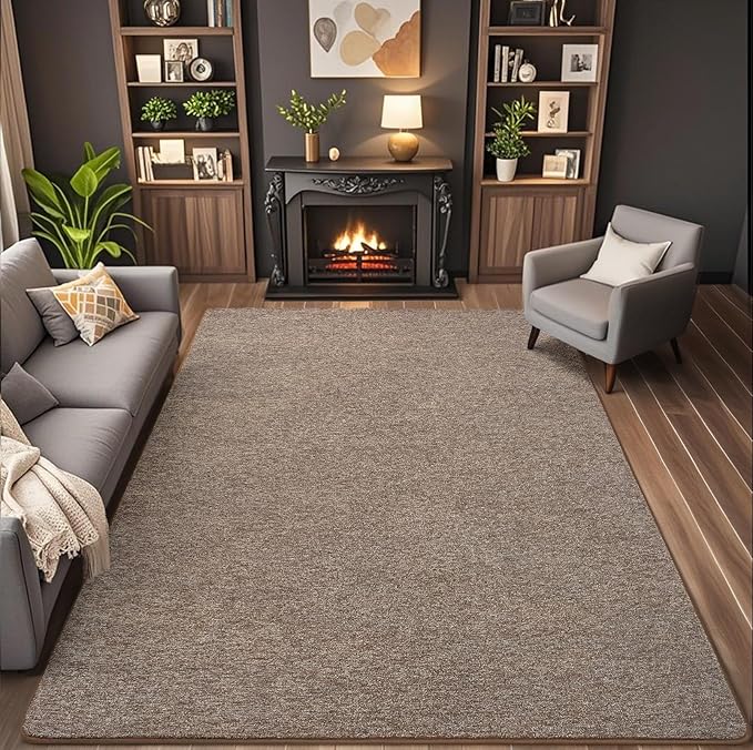 AROGAN Washable 6×9 Living Room Rug, Modern Area Rugs with Soft Memory Foam for Bedroom, Minimalist Non-Slip Indoor Floor Carpet for Dining Room Office Kids Playroom Decor, Matte Brown