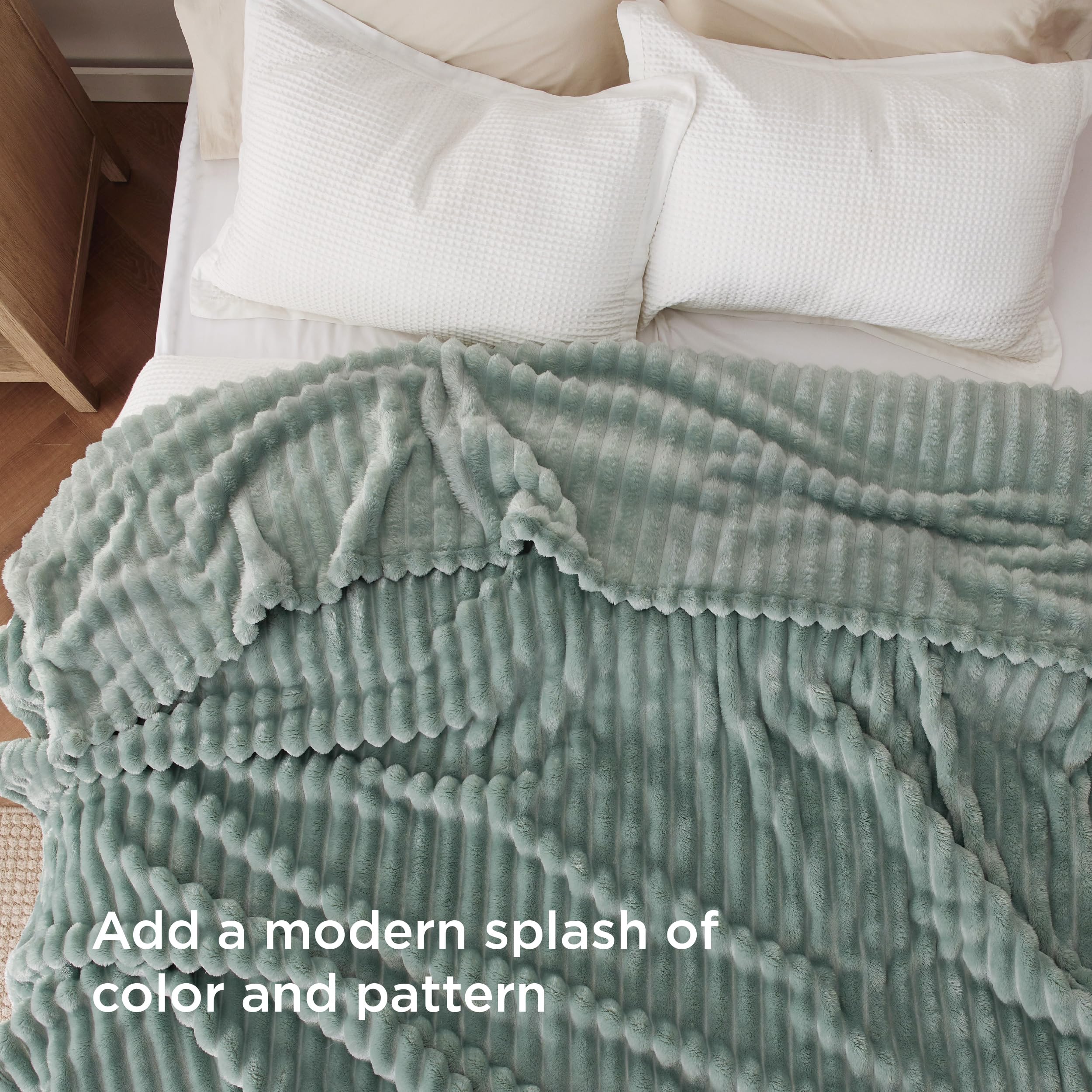 Bedsure Soft Queen Size Blanket for Bed Sage Green 90"x90"