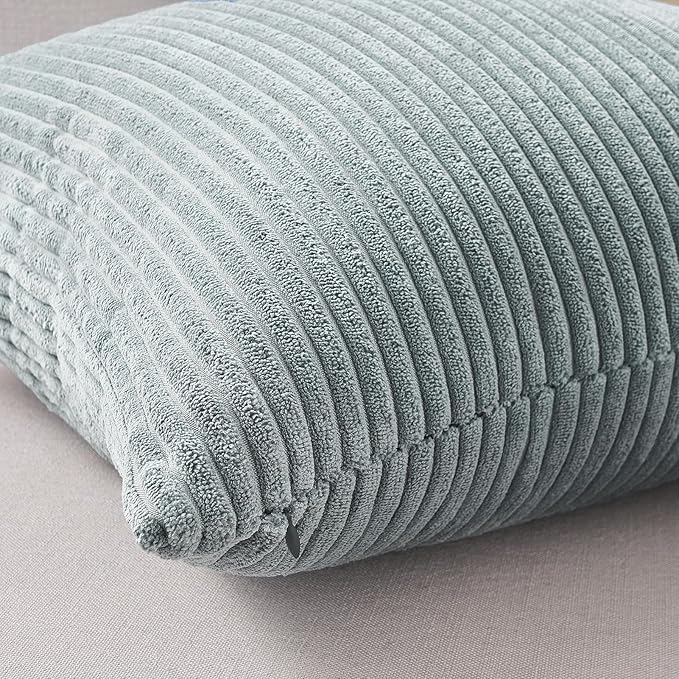 Topfinel BlueGray Throw Pillow Covers 18x18 Inch Set of 4,Soft Accent Corduroy Decorative Cushion Cover,Square Modern Pillow Case for Beach,Patio,Balcony,Living Room,Summer Gradient Shams Home Decor