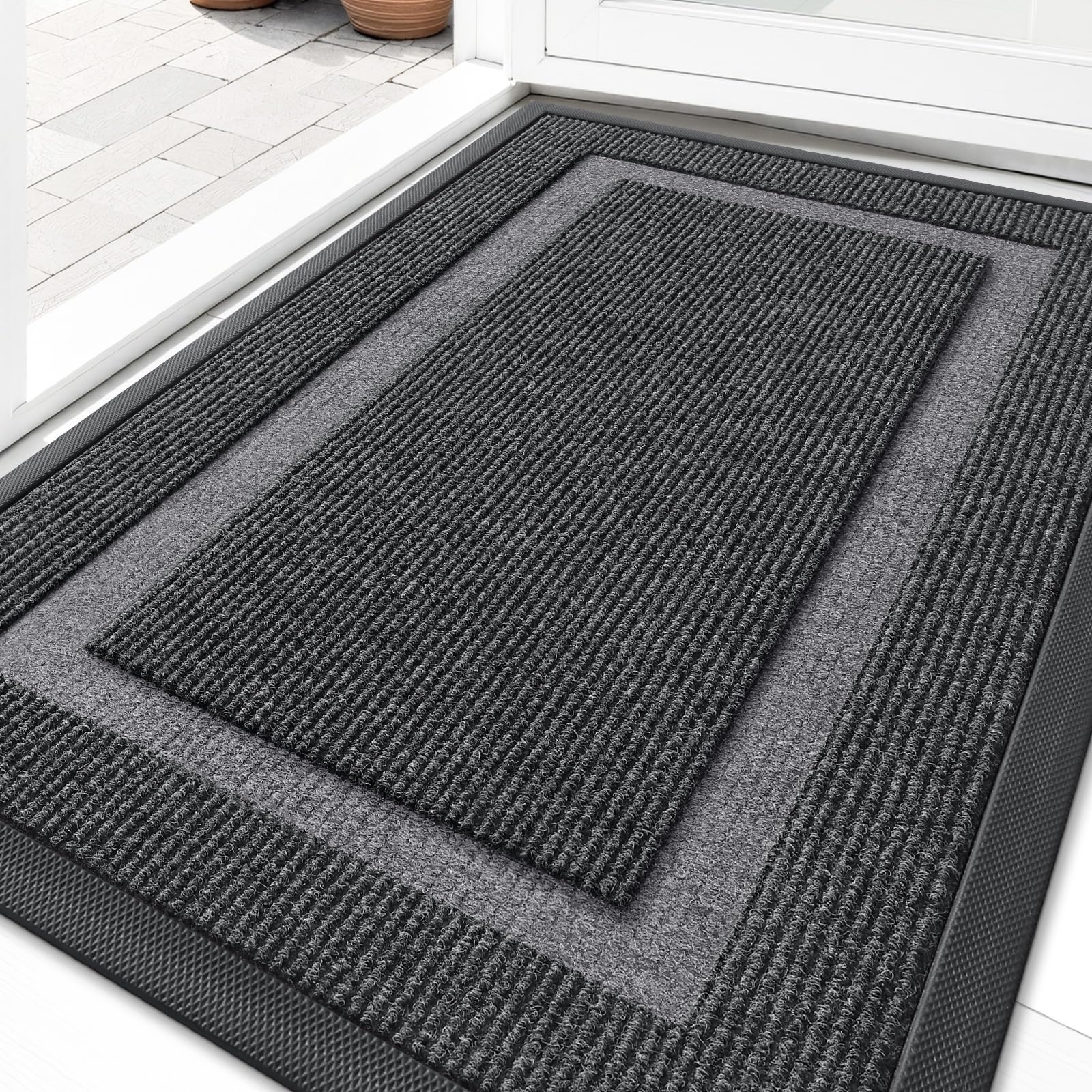 OLANLY Front Door Mat Outside 29.5x17, All-Season Heavy-Duty Rubber Doormat
