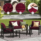 8Pcs Outdoor Cushion Covers, Patio Cushion Covers,Stretch Elastic Slipcovers, Replacement Washable & Reusable Furniture Protector for Patio Couch,Thick Jacquard Fabric(Wine Red, Cover Only)