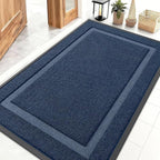 OLANLY Front Door Mat Indoor Outdoor Entrance, Waterproof All-Season, All-Weather Doormat, Sturdy Natural Rubber, Fade Resistant, Low Profile, Easy Clean Patio Porch Entryway Mat, 47x30, Blue