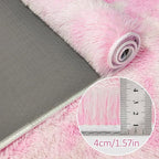 Tie-Dye Pink Fluffy Rug for Bedroom 4x6ft Soft Shag Area Rug Mat Bedside Throw Rug for Living Room Kids Room Boys Teens Nursery Baby Dorm Office Home Decor Aesthetic Carpets