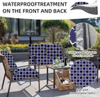 8Pcs Outdoor Cushion Covers, Patio Cushion Covers,Stretch Elastic Slipcovers, Replacement Washable & Reusable Furniture Protector for Patio Couch(Dark Blue Geometric Pattern,8PCS)