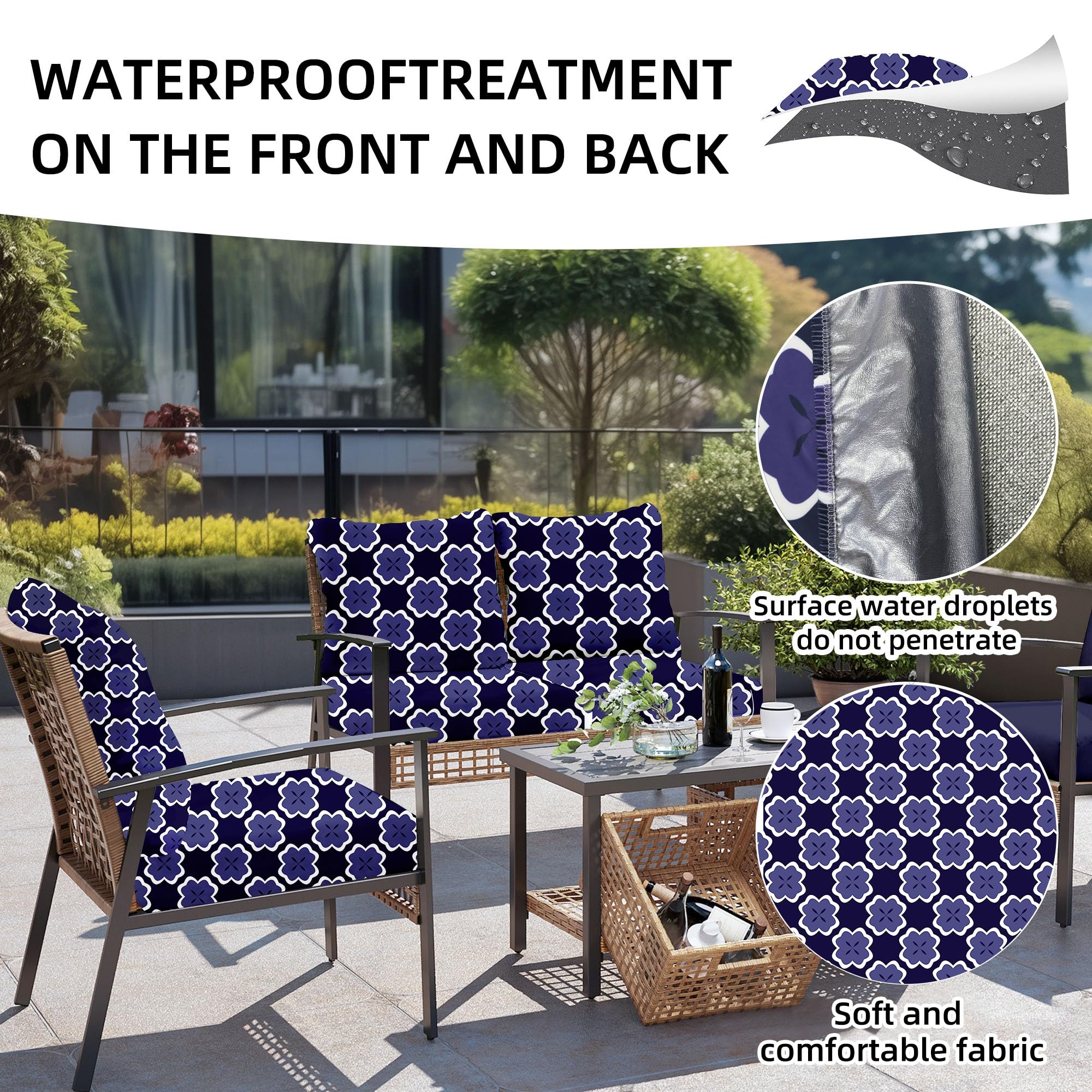 DREAHOTEXTIL 8Pcs Outdoor Cushion Covers, Elastic Patio Cushion Covers