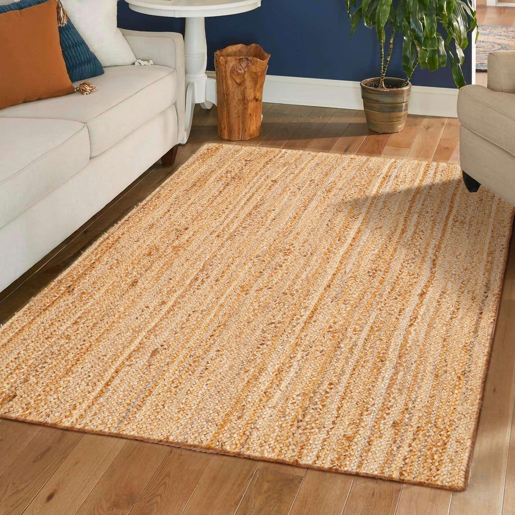 Hausattire Jute Braided Area Rug, Natural, 3x5 ft