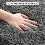 Tepook Fluffy Large Rugs for Living Room, Shag Area Rug 6x9 Soft Carpet for Bedroom, Modern Shaggy Rug for Kids Boys Girls, Plush Indoor Nursery Home Decor Rug with Non-Slip Bottom, Dark Grey