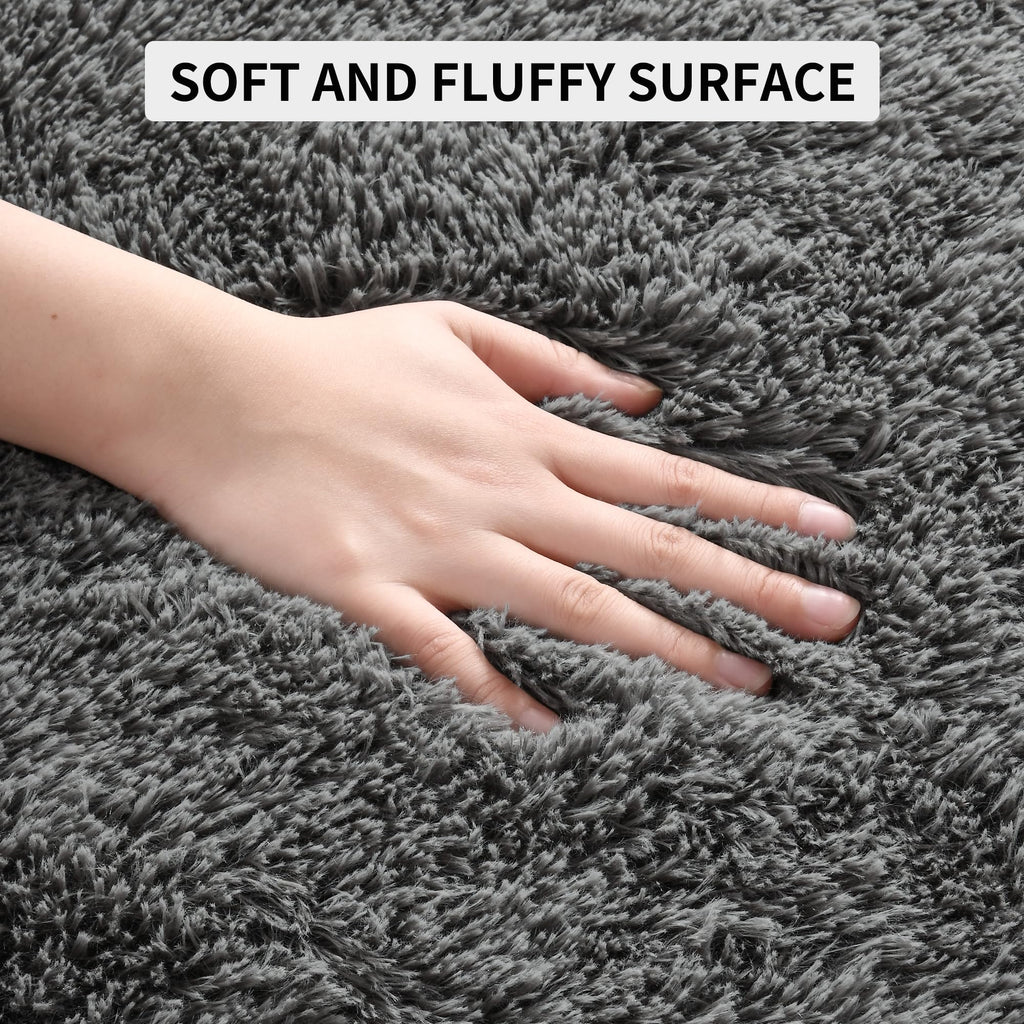Tepook Area Rugs 9x12 for Living Room, Super Soft Fluffy Rugs for Bedroom, Modern Shaggy Rug Fuzzy Carpets for Kids, Plush Indoor Nursery Home Decor Rug with Non-Slip Bottom, Dark Grey