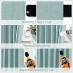Guken Light Blue 100% Blackout Linen Curtains 100 Inch Length 2 Panels Set for Living Room Back Tab Thermal Insulated Black Out Drapes Room Darkening Farmhouse Style for Bedroom Window Curtains