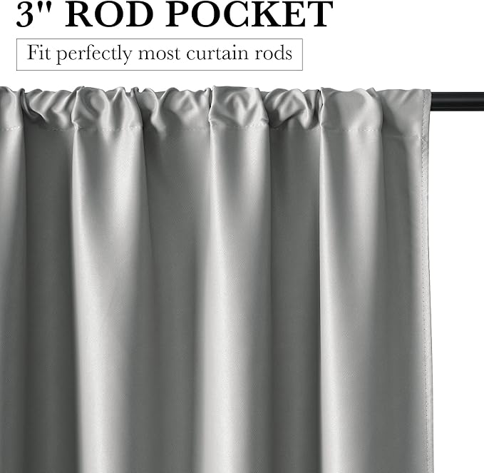 RYB HOME Bedroom Blackout Curtains 72 inches Long, 100% Blackout