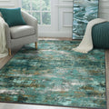 BEIMO 6x9 Area Rug for Bedroom, Turquoise Washable Abstract Non Slip Rug