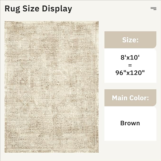 Soalmost Washable Area Rug 8x10 Large Soft Living Room Rugs Light Brown