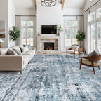 Soalmost 10x14 Area Rugs for Living Room Washable Rug Abstract Blue/Grey