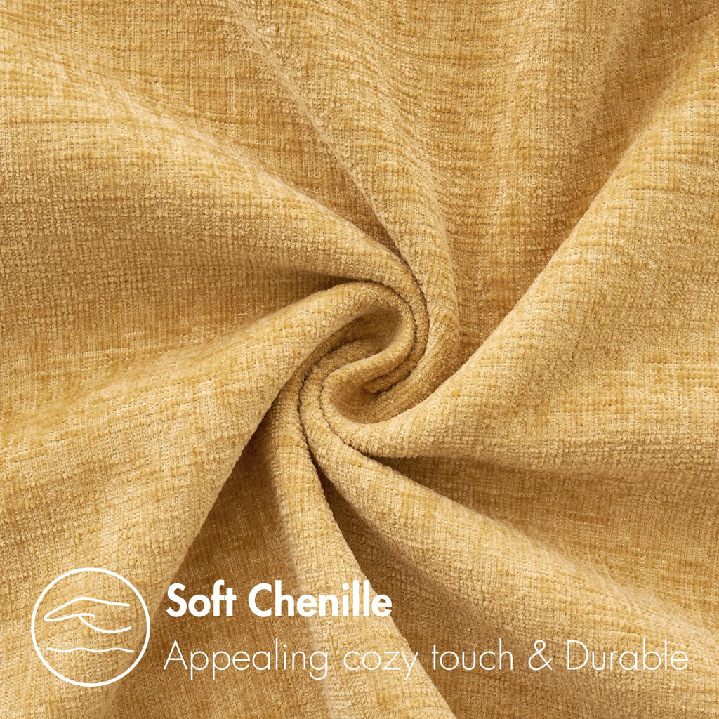 MIULEE Soft Chenille Throw Pillow Covers Gold 18x18 Inch Pack of 2