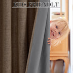 RYB HOME Brown 100% Blackout Linen Curtains 72 Inch Long for Bedroom